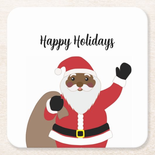アフリカンアメリカンサンタクロースクエア紙コースター スクエアペーパーコースター (正面)