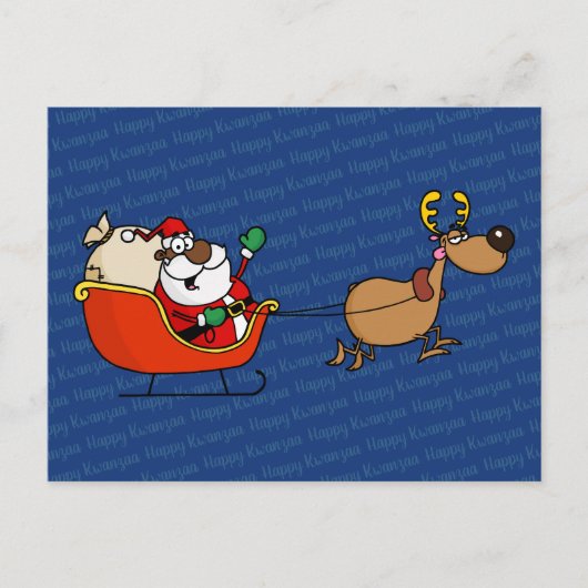 アフリカンアメリカンサンタクロースクワンザお祝い ポストカード (正面)