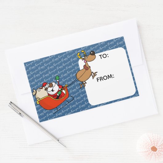 アフリカンアメリカンサンタクロースクワンザお祝い 長方形シール (封筒)