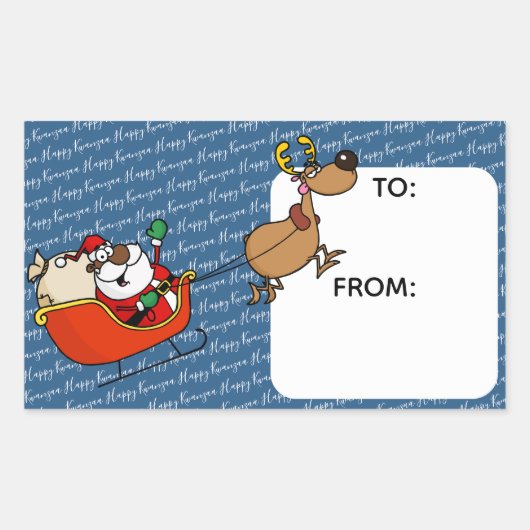 アフリカンアメリカンサンタクロースクワンザお祝い 長方形シール (正面)