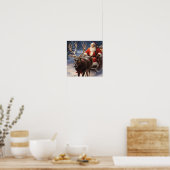 アフリカンアメリカンサンタレッドボウトナカイ ポスター (キッチン)