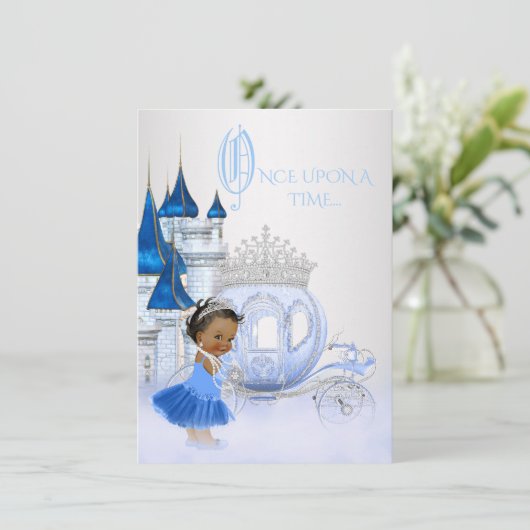 アフリカンアメリカンシンデレラプリンセス誕生日 招待状 (スタンド正面)