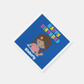 アフリカンアメリカンスイミングガールプールパーティー誕生日 スタンダードカクテルナプキン (角)