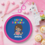 アフリカンアメリカンスイミングガールプールパーティー誕生日 ペーパープレート (パーティー)