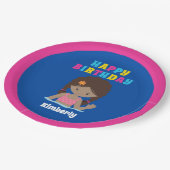 アフリカンアメリカンスイミングガールプールパーティー誕生日 ペーパープレート (アングル)