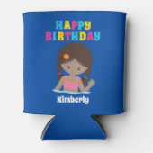 アフリカンアメリカンスイミングガールプールパーティー誕生日 缶クーラー (正面)