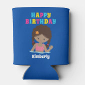 アフリカンアメリカンスイミングガールプールパーティー誕生日 缶クーラー (裏面)