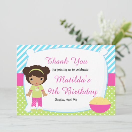 アフリカンアメリカンスリープバースランバーパーティー誕生日 サンキューカード (スタンド正面)