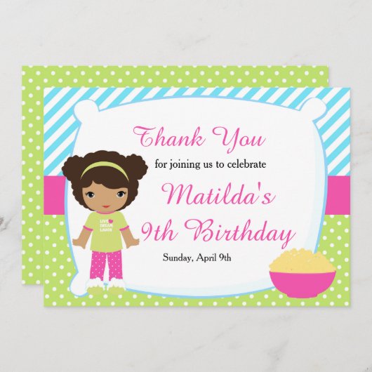 アフリカンアメリカンスリープバースランバーパーティー誕生日 サンキューカード (正面/裏面)