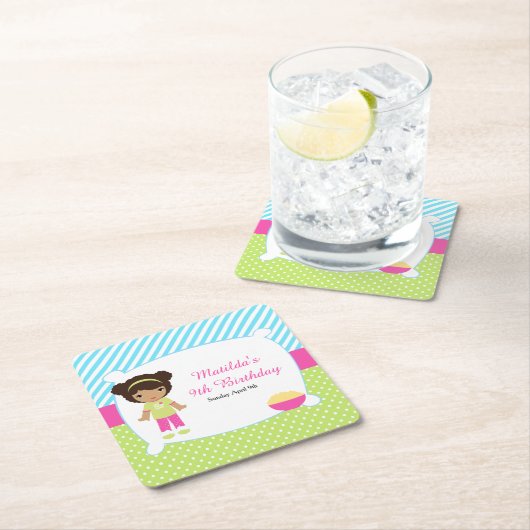 アフリカンアメリカンスリープバースランバーパーティー誕生日 スクエアペーパーコースター (インサイチュ)