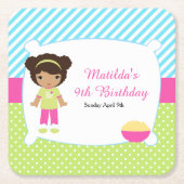 アフリカンアメリカンスリープバースランバーパーティー誕生日 スクエアペーパーコースター (正面)