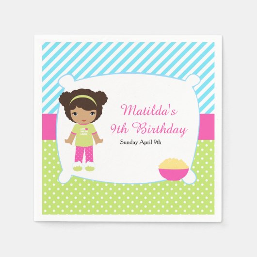 アフリカンアメリカンスリープバースランバーパーティー誕生日 スタンダードカクテルナプキン (正面)