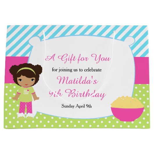 アフリカンアメリカンスリープバースランバーパーティー誕生日 ラージペーパーバッグ (正面)