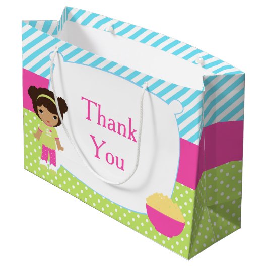 アフリカンアメリカンスリープバースランバーパーティー誕生日 ラージペーパーバッグ (裏面アングル)