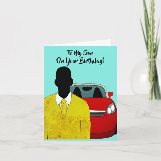 アフリカンアメリカンソンハッピーバースデー カード (正面)