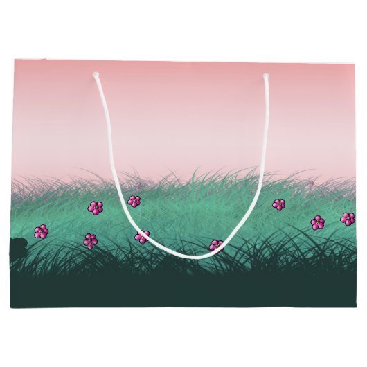 アフリカンアメリカンツインガールズ誕生日 ラージペーパーバッグ (裏面)