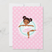 アフリカンアメリカンバレリーナバレエ踊り誕生日 招待状 (裏面)