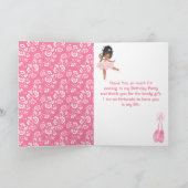 アフリカンアメリカンバレリーナピンク誕生日ありがとう サンキューカード (内部)