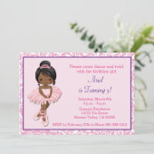 アフリカンアメリカンバレリーナ誕生日招待状 招待状 (スタンド正面)