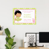 アフリカンアメリカンバレリーナ&グリーンダマスク誕生日 ポスター (ホームオフィス)
