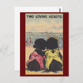 アフリカンアメリカンビーチヴィンテージバレンタイン ポストカード (正面/裏面)