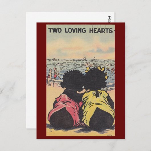 アフリカンアメリカンビーチヴィンテージバレンタイン ポストカード (正面/裏面)