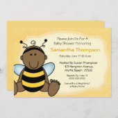 アフリカンアメリカンビーベビーシャワー招待状 招待状 (正面/裏面)