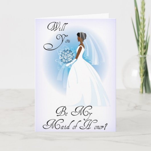 アフリカンアメリカンビーマイメイド・オブ・オーナー（花嫁付き添い人）招待状 招待状 (正面)