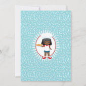 アフリカンアメリカンピザパーティーガール – ピザ誕生日 招待状 (裏面)