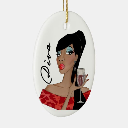 アフリカンアメリカンファブルースディバセラミックオーナメント セラミックオーナメント (右)