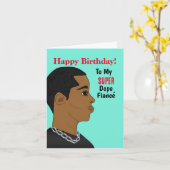 アフリカンアメリカンフィアンセハッピーバースデー カード (黄色い花)