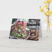 アフリカンアメリカンフェアリーバタフライウィングズ誕生日 カード (黄色い花)