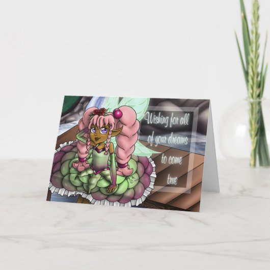 アフリカンアメリカンフェアリーバタフライウィングズ誕生日 カード (正面)