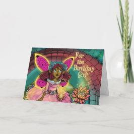 アフリカンアメリカンフェアリーブルーバラ誕生日 カード