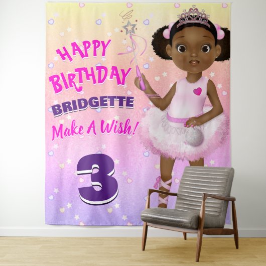 アフリカンアメリカンフェアリープリンセスバレリーナバックドロップ タペストリー (インサイチュ)