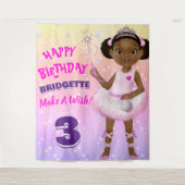 アフリカンアメリカンフェアリープリンセスバレリーナバックドロップ タペストリー (正面)