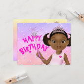 アフリカンアメリカンフェアリープリンセスバレリーナ詩 カード (正面/裏面インサイチュ)