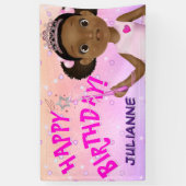 アフリカンアメリカンフェアリープリンセスバレリーナ誕生日 横断幕 (縦)