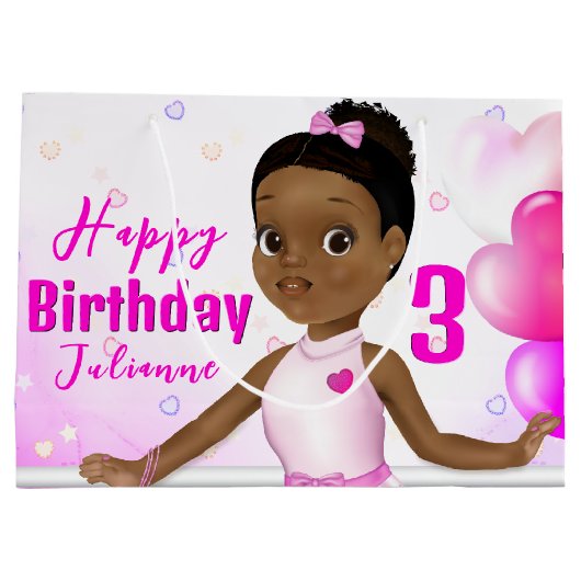 アフリカンアメリカンフェアリープリンセスバレリーナ ラージペーパーバッグ (裏面)