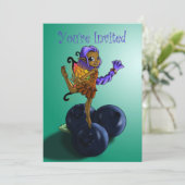 アフリカンアメリカンフェアリー&ブルーベリー誕生日 招待状 (スタンド正面)