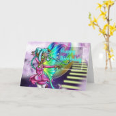 アフリカンアメリカンフェアリー&レインボー誕生日 カード (黄色い花)