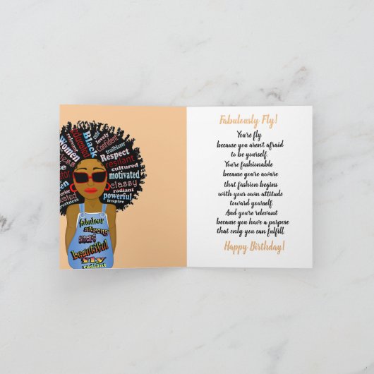 アフリカンアメリカンフライレディ誕生日カード カード (内部)