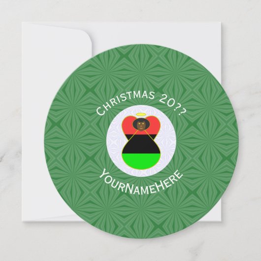 アフリカンアメリカンフラグエンジェルクリスマス個人用 招待状 (正面)