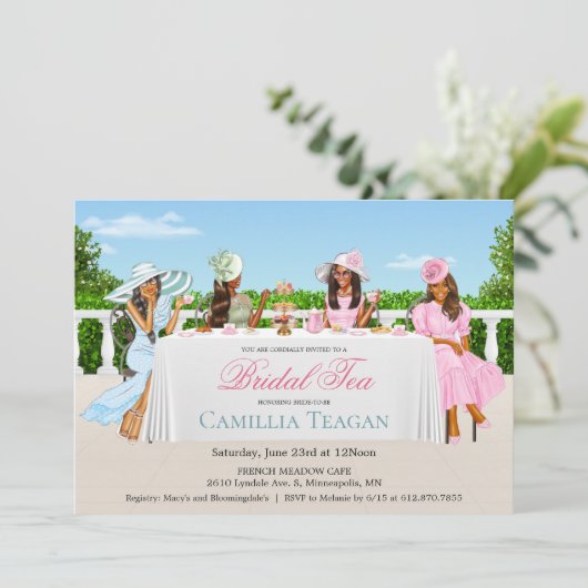 アフリカンアメリカンブライダルティーパーティの招待状 招待状 (スタンド正面)