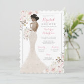 アフリカンアメリカンブライドインガウンブライダルシャワー 招待状 (スタンド正面)