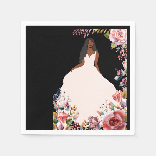 アフリカンアメリカンブライドブライダルシャワーナプキンス スタンダードカクテルナプキン (正面)