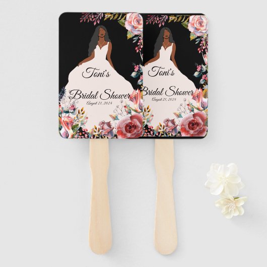 アフリカンアメリカンブライドブライダルシャワーファン ハンドファン (正面&裏面)