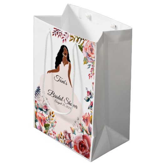 アフリカンアメリカンブライドブライダルシャワー抱き枕 ミディアムペーパーバッグ (正面アングル)