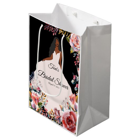 アフリカンアメリカンブライドブライダルシャワー抱き枕 ミディアムペーパーバッグ (正面アングル)