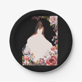 アフリカンアメリカンブライドブライダルシャワー紙プレート ペーパープレート